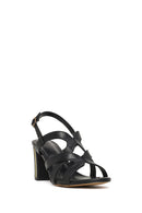 Woman Black Ankle Buckle Chunky Heeled Sandals | Derimod