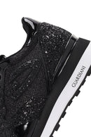 Alberto Guardiani Women's Black Wen Thick-Soled Lace-Up Glittery Leather Sneakers | Derimod