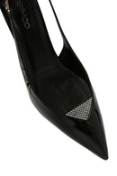 Women's Black Open Back Leather Short Heel Stiletto | Derimod