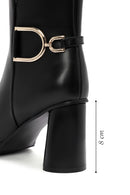 Women's Black Accessory Detailed Zippered Thick Heeled Boots | Derimod