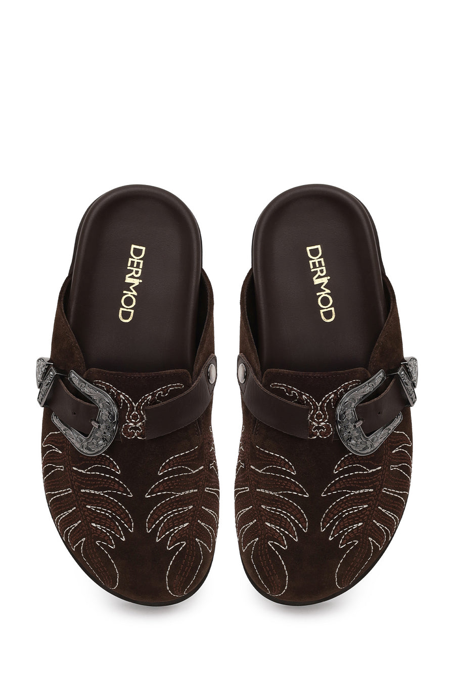 Woman Brown Open-Back Suede Slipper