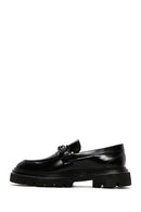 Men's Black Patent Leather Buckle Thick Soled Casual Loafer | Derimod