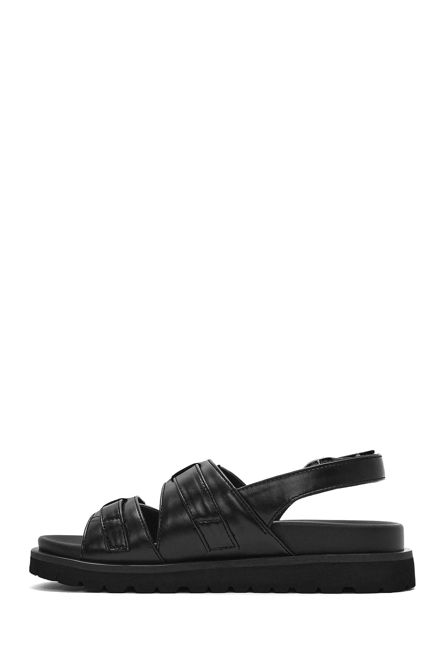 Women's Black Buckle Sandals