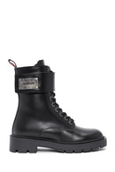 Harley Davidson Women's Black Dearie Lace-Up Zipper Detail Leather Combat Boots | Derimod