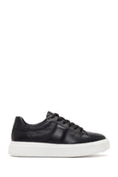 Men's Black Lace-up Thick-Sole Leather Sneaker | Derimod