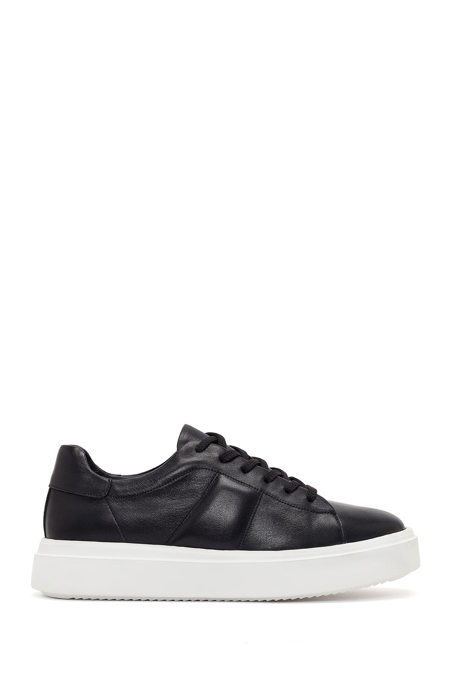 Men's Black Lace-up Thick-Sole Leather Sneaker 26SFD688118 | Derimod