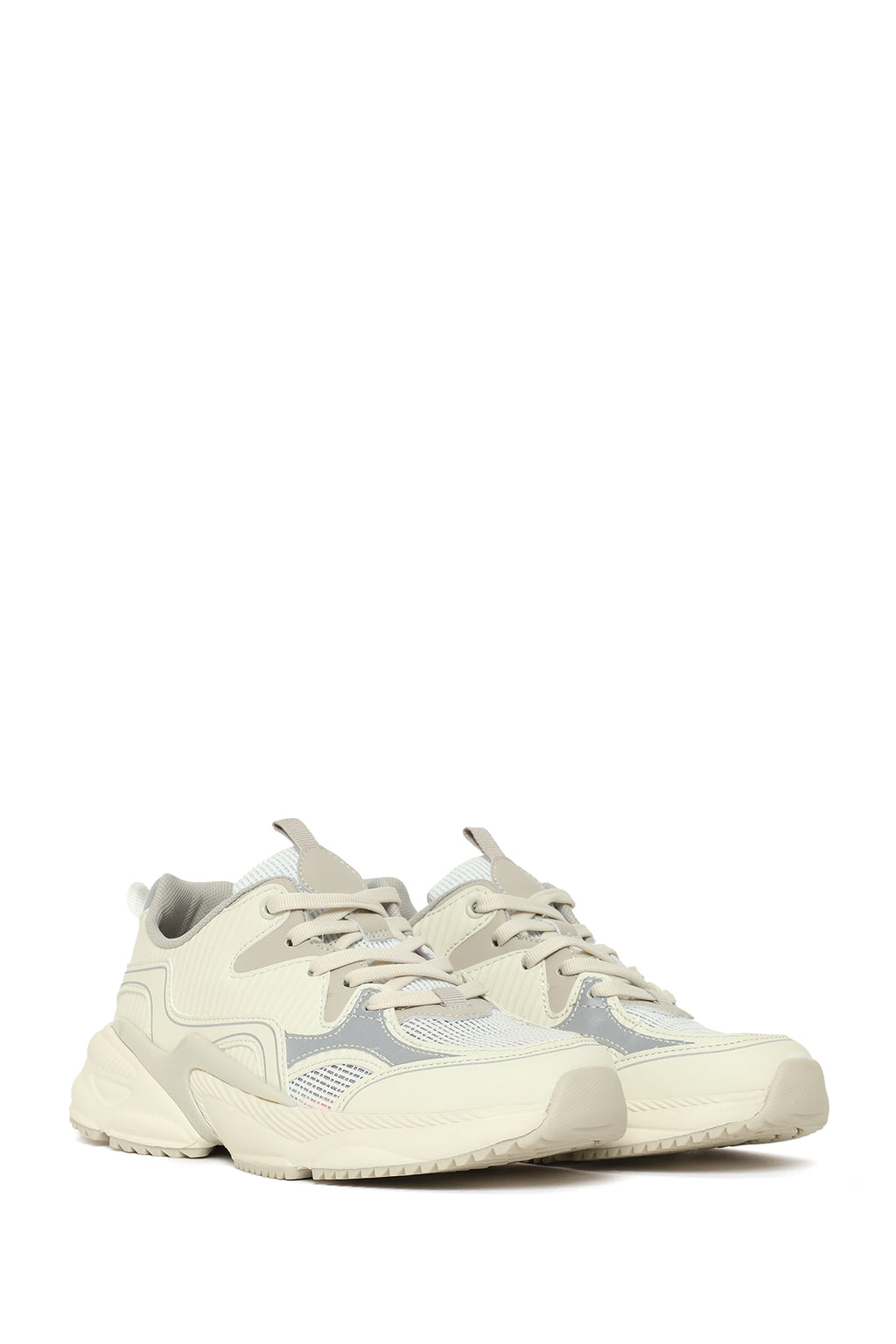 Kadın Gri Kalın Tabanlı Bağcıklı Sneaker