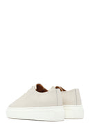 Men's White Lace-up Thick-Sole Leather Sneaker | Derimod