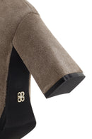 Women's Beige Suede Leather Heeled Boots | Derimod