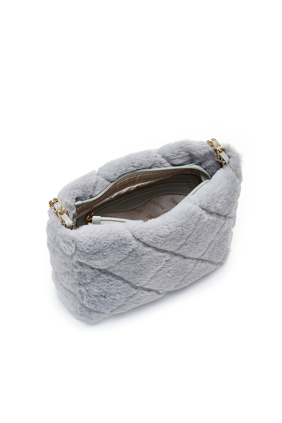 Women's Gray Plush Shoulder Bag