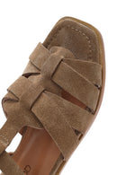 Women's Mink Ankle Strap Suede Leather Sandals | Derimod