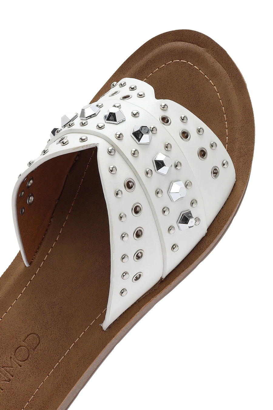 Women's White Stone Slippers