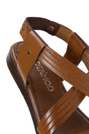 Women's Tan Leather Bodrum Sandals | Derimod