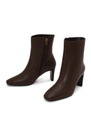 Woman Brown Zip Closure Heeled Boots | Derimod