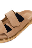 Women's Mink Double Buckle Suede Leather Slippers | Derimod