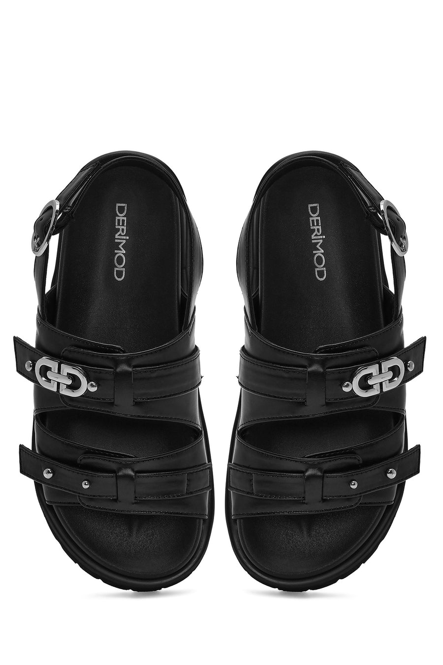 Women's Black Buckle Sandals