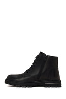 Male Black Lace-up Zip Closure Leather Boots | Derimod