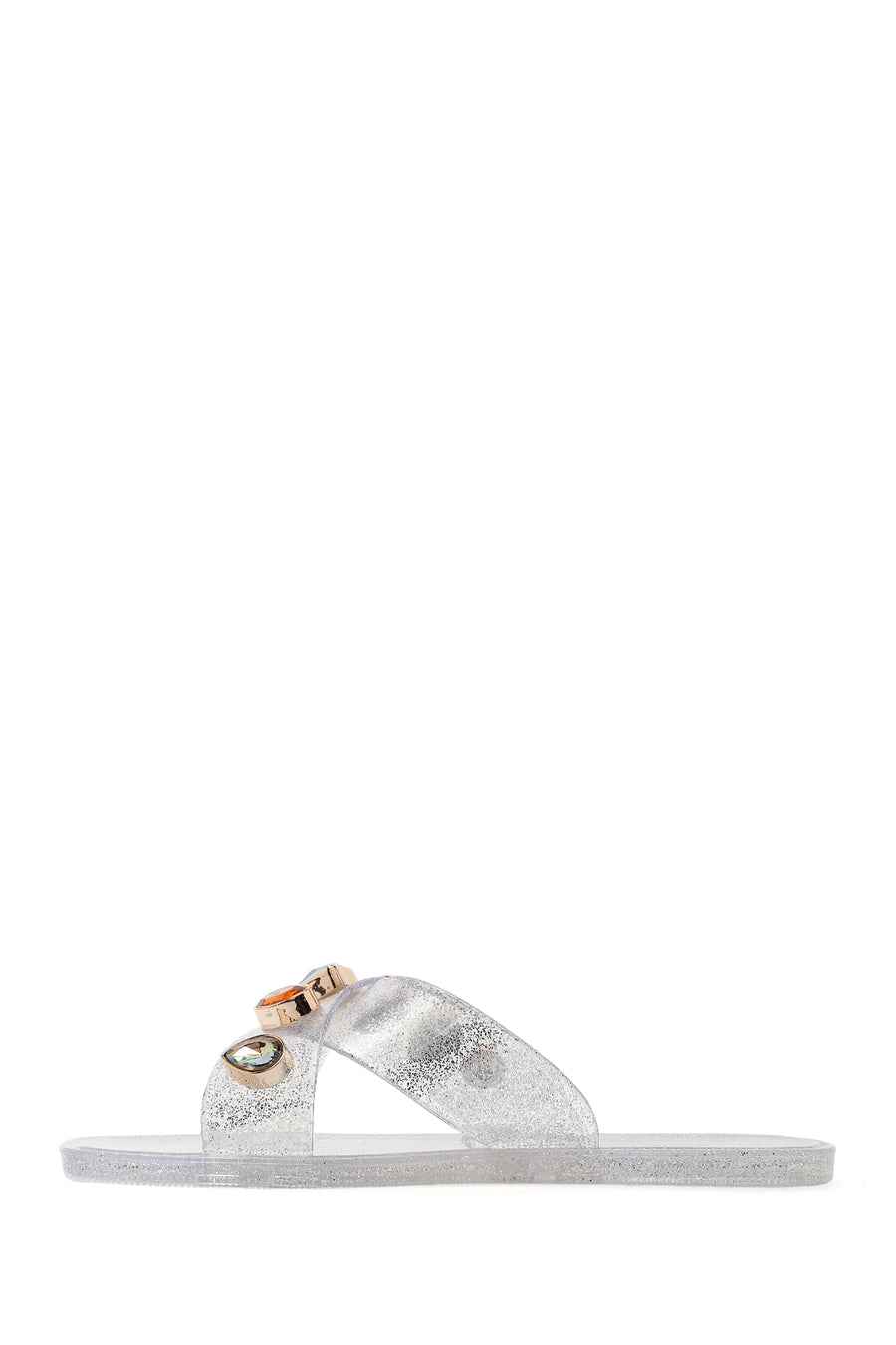 Woman Transparent Rhinestone Jelly Slipper