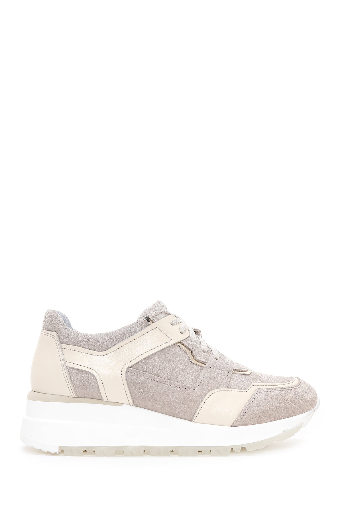 Women's Beige Leather Suede Detailed Thick Soled Sneaker 23SFD380414 | Derimod