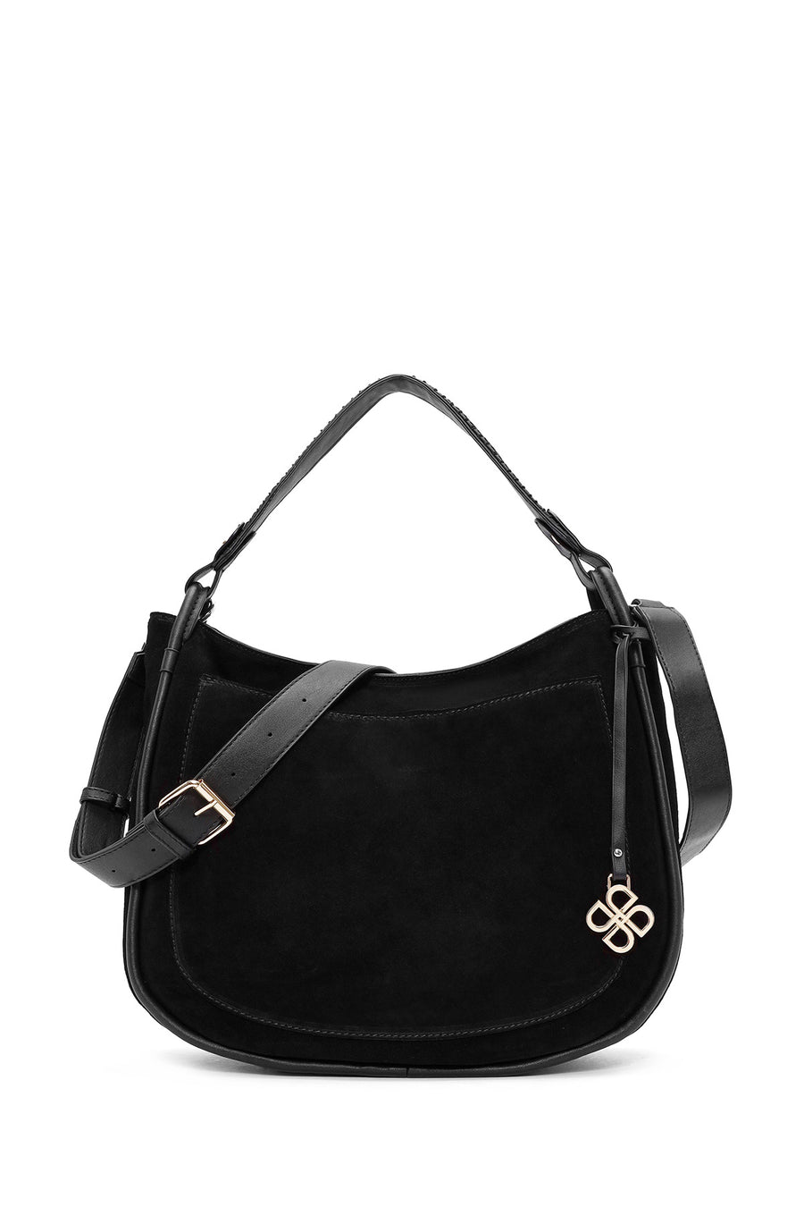 Women's Black Long Strap Suede Shoulder Bag 24WBD255210 | Derimod