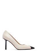 Women's Cream Thin Heeled Leather Stiletto | Derimod