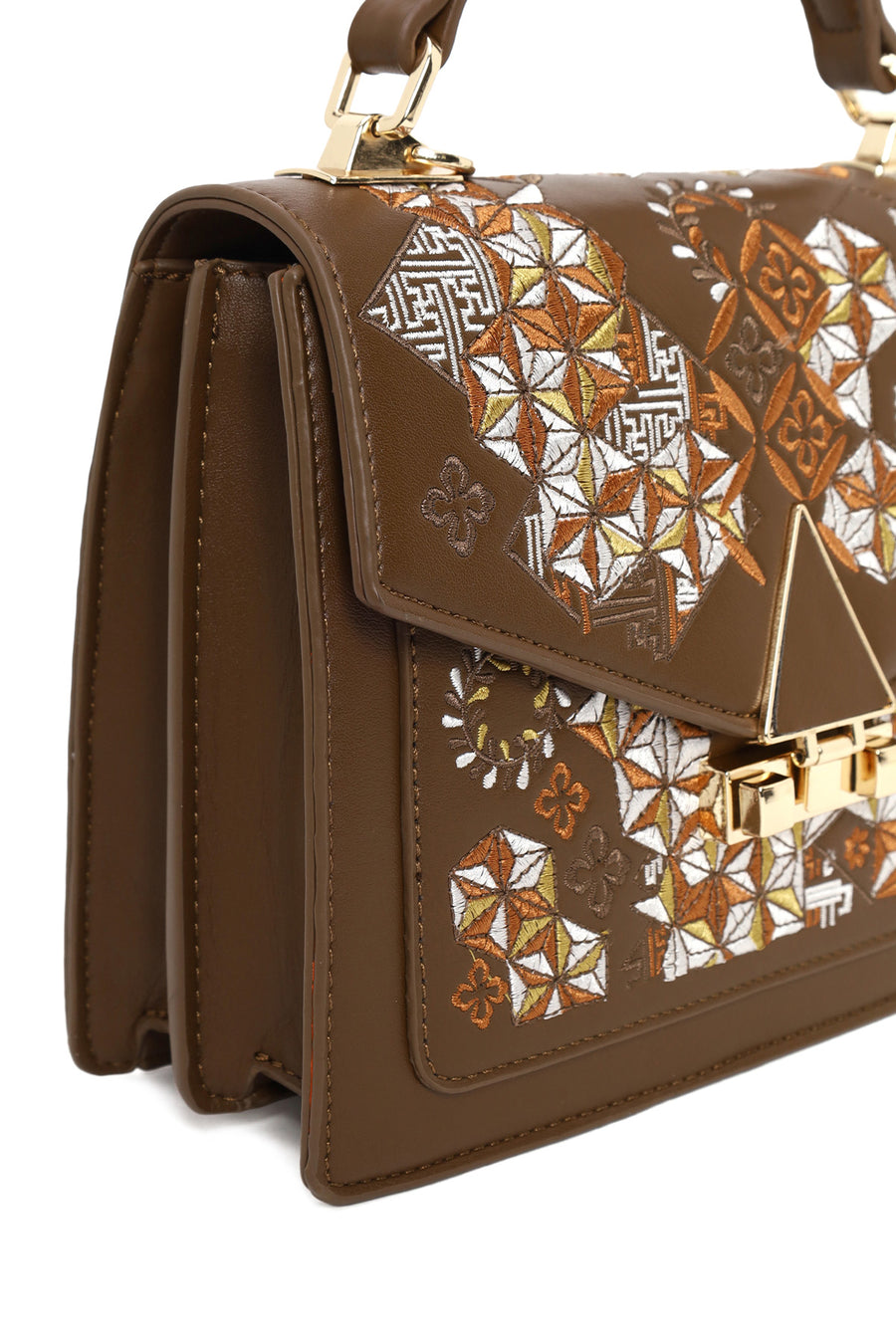 Woman Brown Long Strap Printed Shoulder Bag