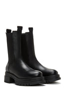 Kadın Siyah Deri Kalın Tabanlı Chelsea Bot | Derimod