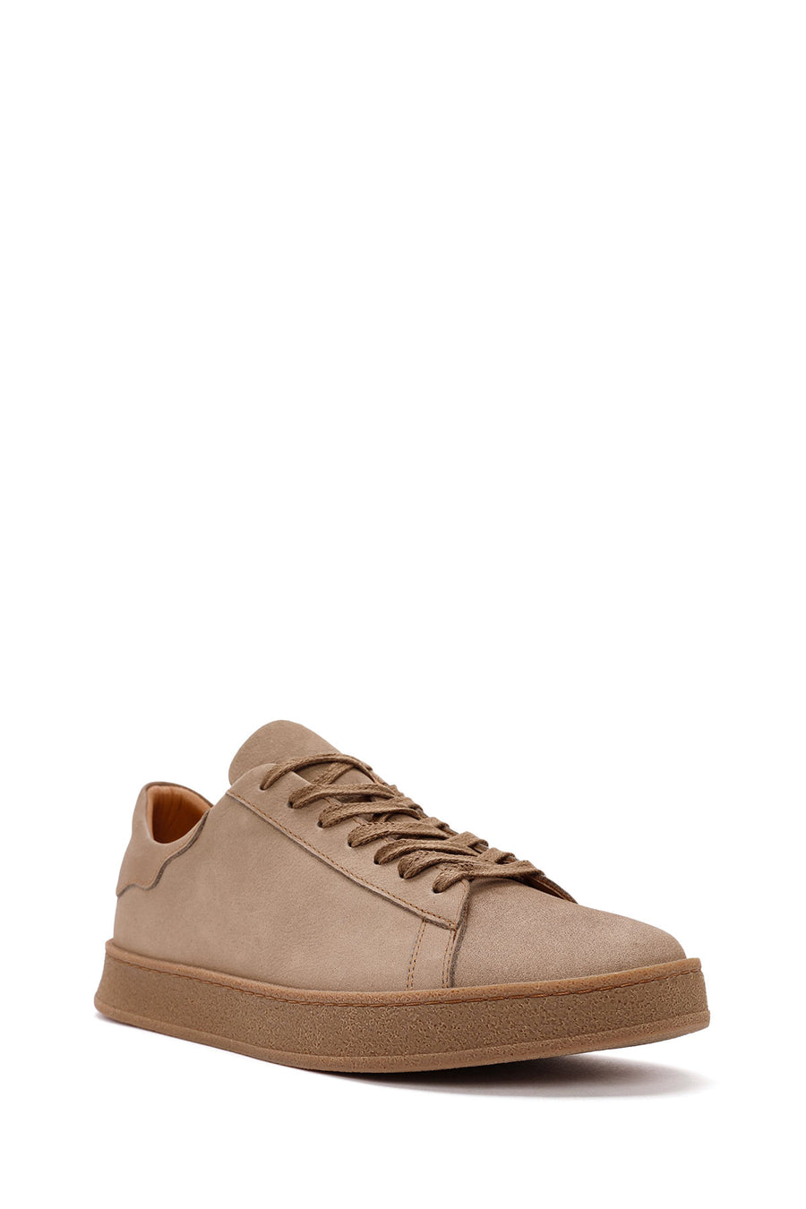 Erkek Bej Bağcıklı Süet Deri Sneaker