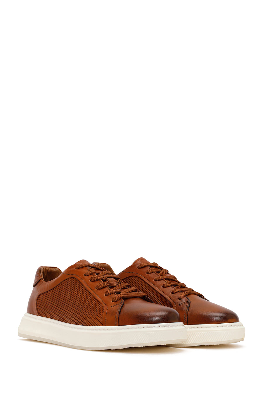 Male Tan Lace-Up Leather Sneaker