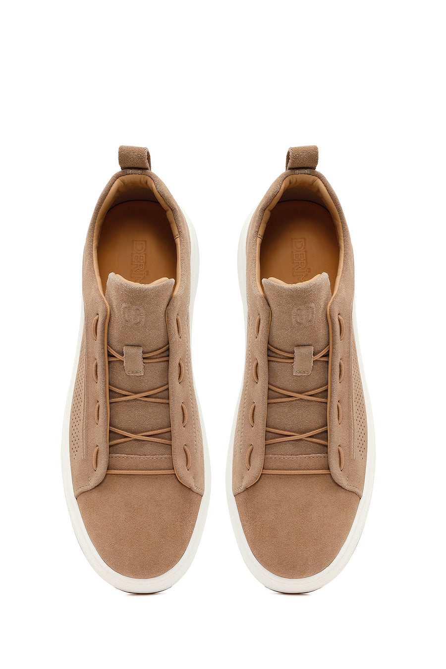 Men's Beige Lace-Up Suede Leather Sneaker