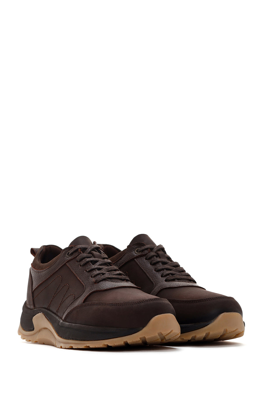 Men's Brown Thick Soled Casual Leather Shoes