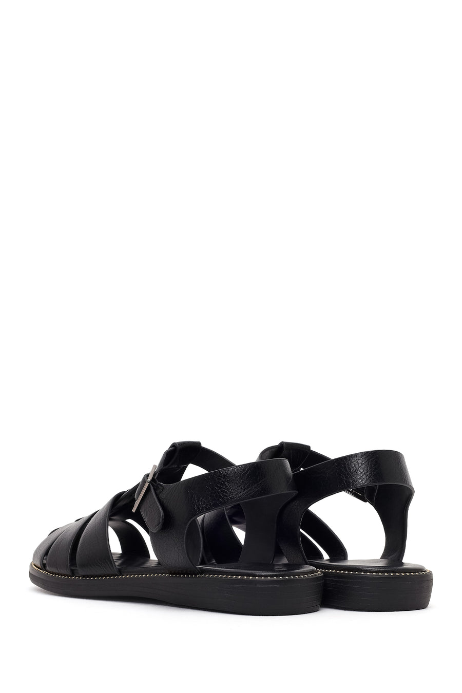 Women's Black Ankle Buckle Sandals