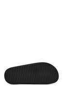 Men's Black Buckled Leather Slippers | Derimod