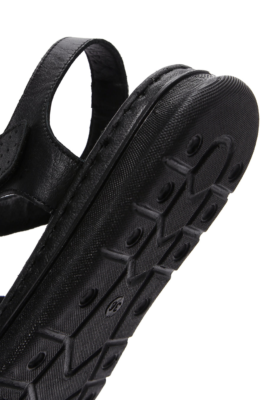 Women's Black Ankle Strap Leather Comfort Sandals
