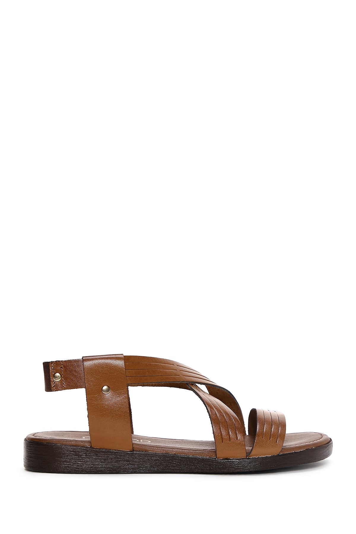 Women's Tan Leather Bodrum Sandals 24SFD331218 | Derimod