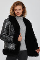 Jet Set Women's Black Double-Sided Teddy Jacket | Derimod