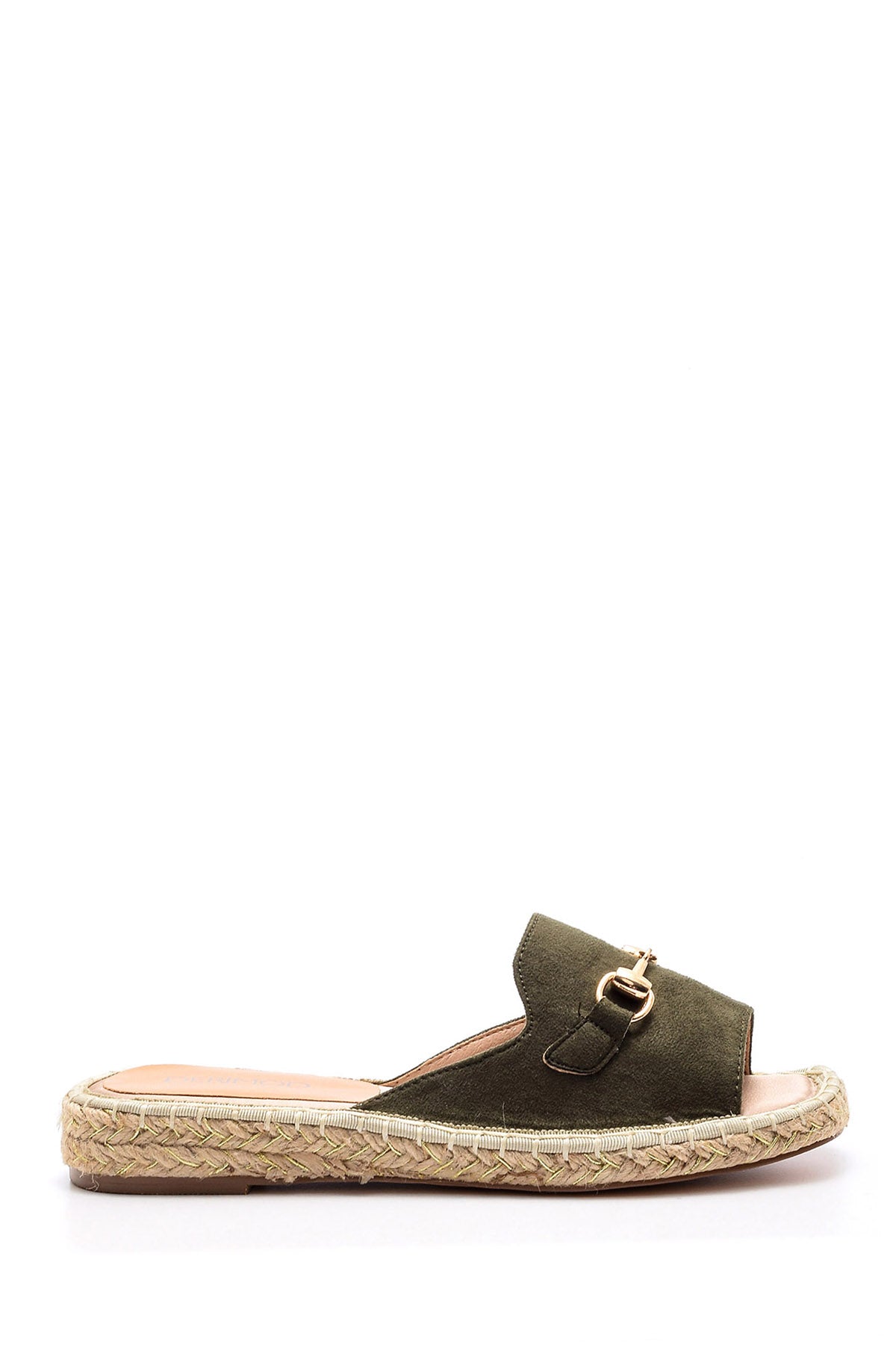 Women's Suede Buckle Espadrille Slippers 19SFD209310 | Derimod