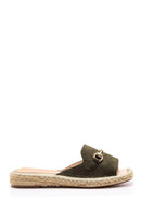 Women's Suede Buckle Espadrille Slippers | Derimod