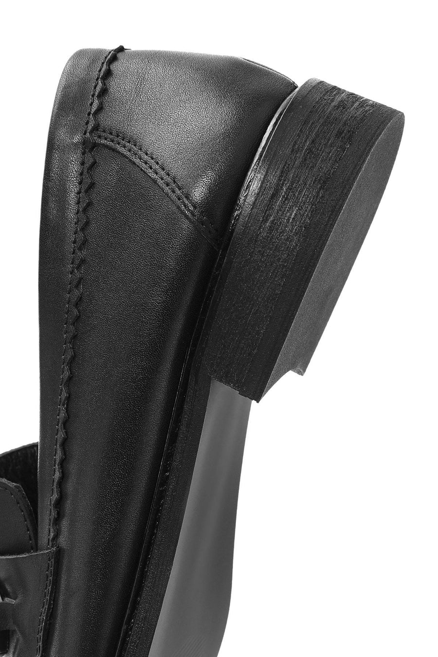 Women's Black Buckle Detailed Leather Masculine Loafer