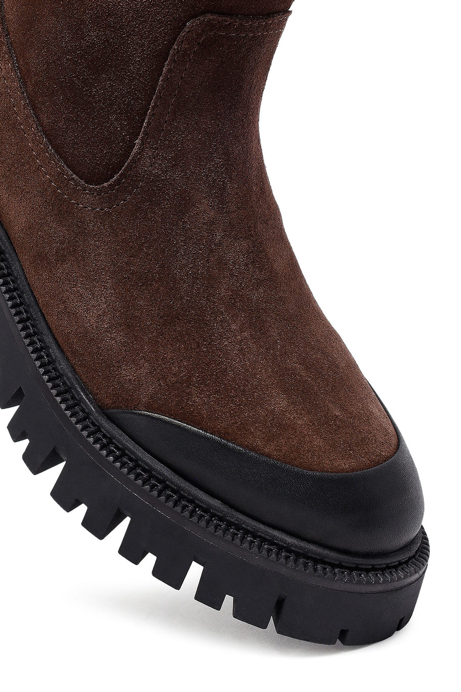 Woman Brown Thick-Soled Suede Boots