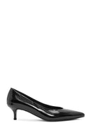 Women's Black Low Thin Heel Patent Leather Shoes | Derimod