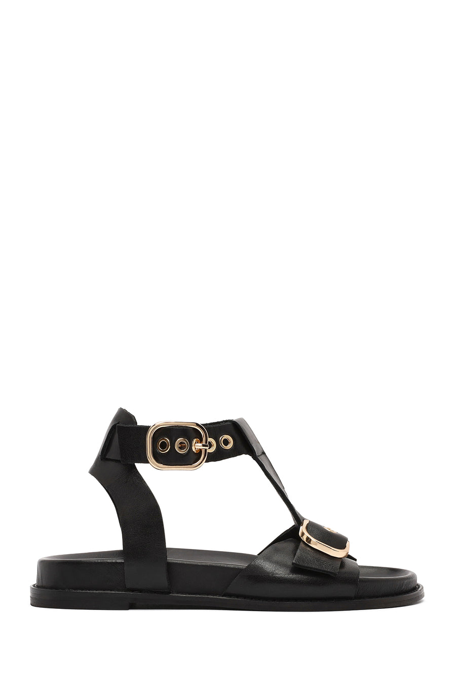Women's Black Ankle Strap Leather Sandals 25SFD550918 | Derimod