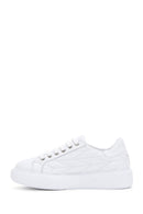 Women's White Leather Quilted Thick Soled Sneaker | Derimod