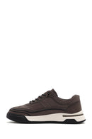 Men's Grey Lace-Up Thick-Soled Nubuck Leather Sneakers | Derimod