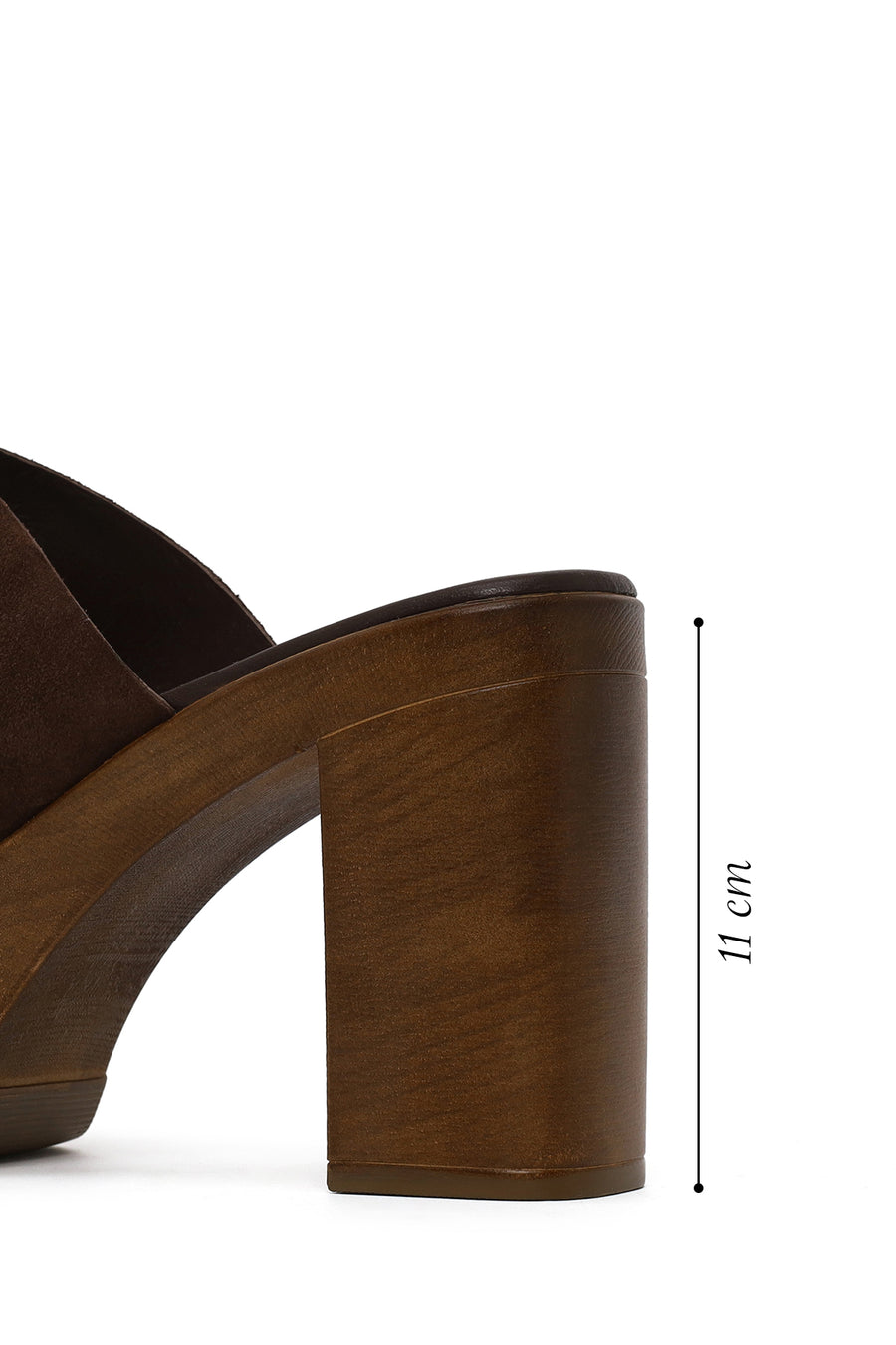 Woman Brown Platform High Chunky Heel Suede Slipper