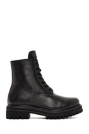 Women's Black Zippered Leather Boots | Derimod