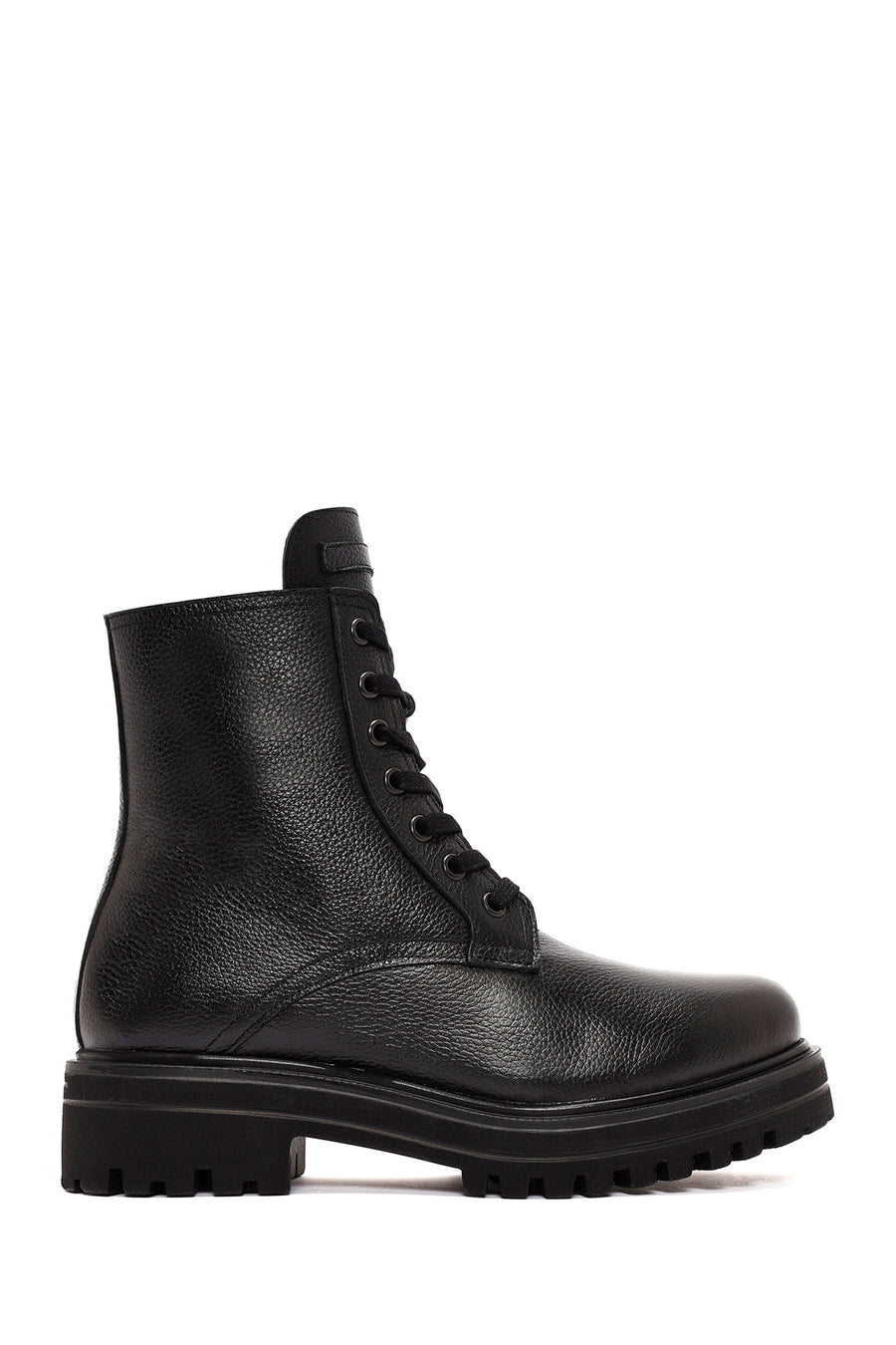 Women's Black Zippered Leather Boots 24WFD2377FT | Derimod