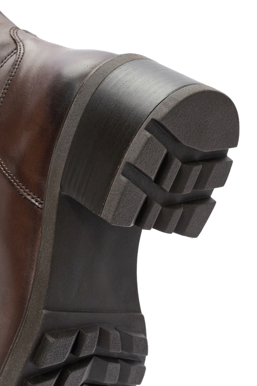 Women's Brown Zippered Low Heel Leather Boots