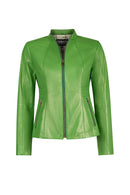 Lydia Woman Green Short Leather Jacket | Derimod