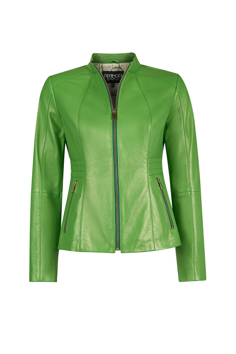 Lydia Woman Green Short Leather Jacket